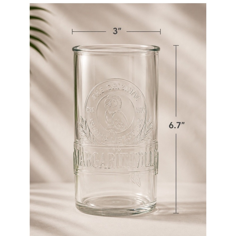 Margaritaville Highball Glass 20oz Embossed Parrot Island Lifestyle Clear Glass - Picture 2 of 4